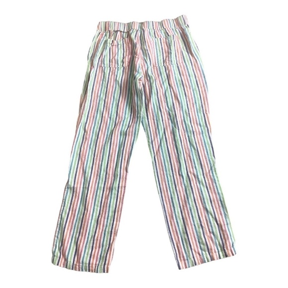 Linen Blend Striped Straight Leg Drawstring Pants L - Picture 8 of 11